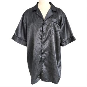 Robert Louis Black Short Sleeve Button Down Silk Launge Wear Men's Top
